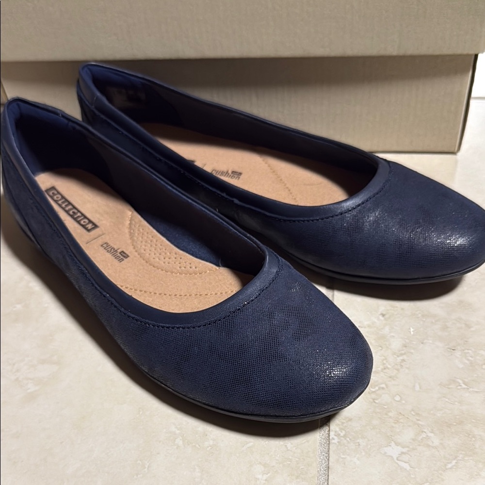 Clarks Blue Flats Minimalist Design